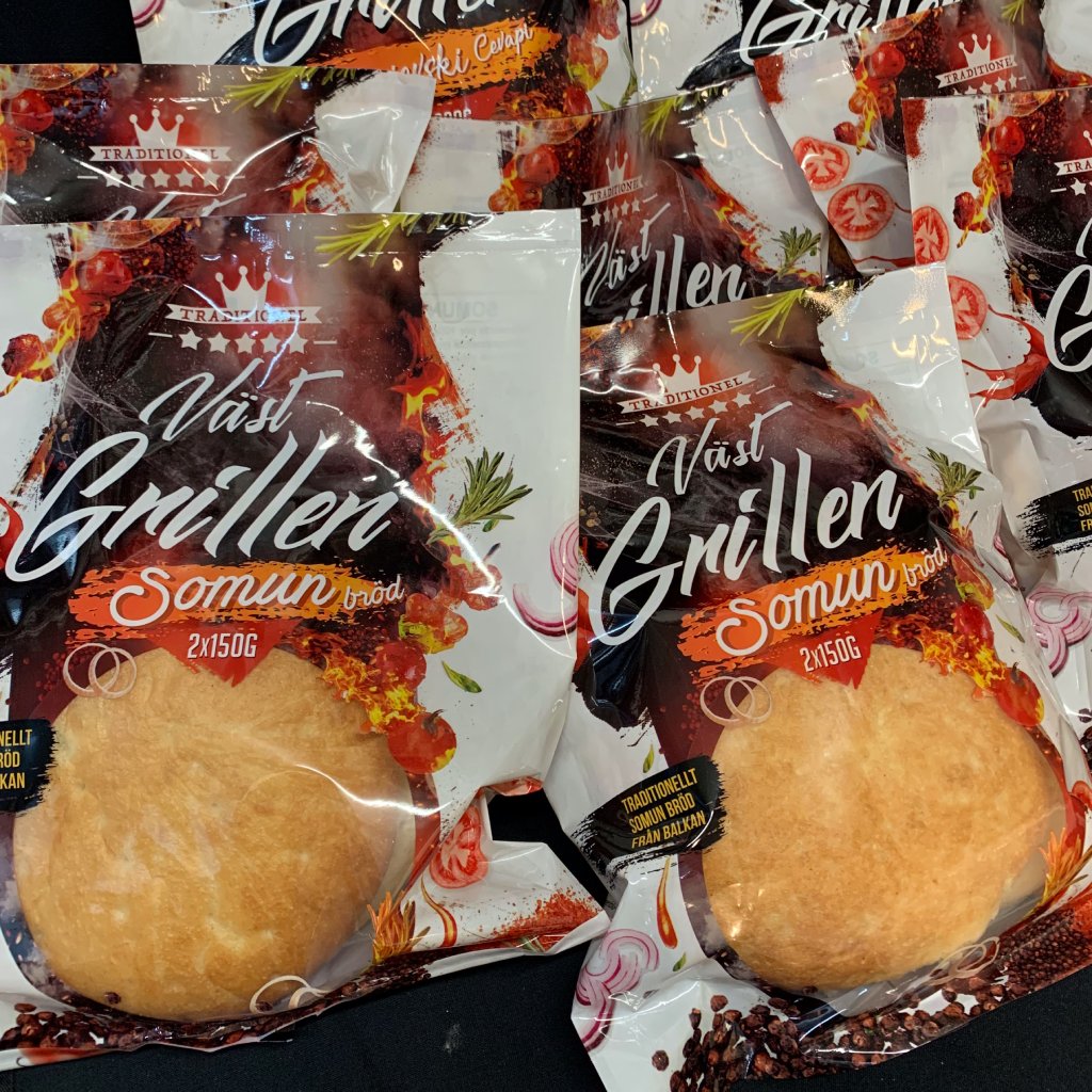 Somunbröd i Väst Grillens egna förpackning.